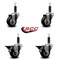 Service Caster 3'' Black Poly Wheel Swivel 1'' Expanding Stem Caster Set 2 Brakes, 4PK SCC-EX20S314-PPUB-BLK-2-PLB-2-1 - alternate 3